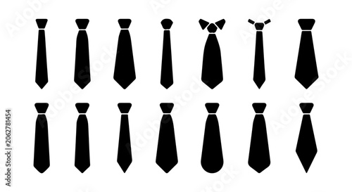 Black Tie Collection Vector Icons, Formal Neckwear Set, Business Accessory Graphics, Elegant Apparel Elements