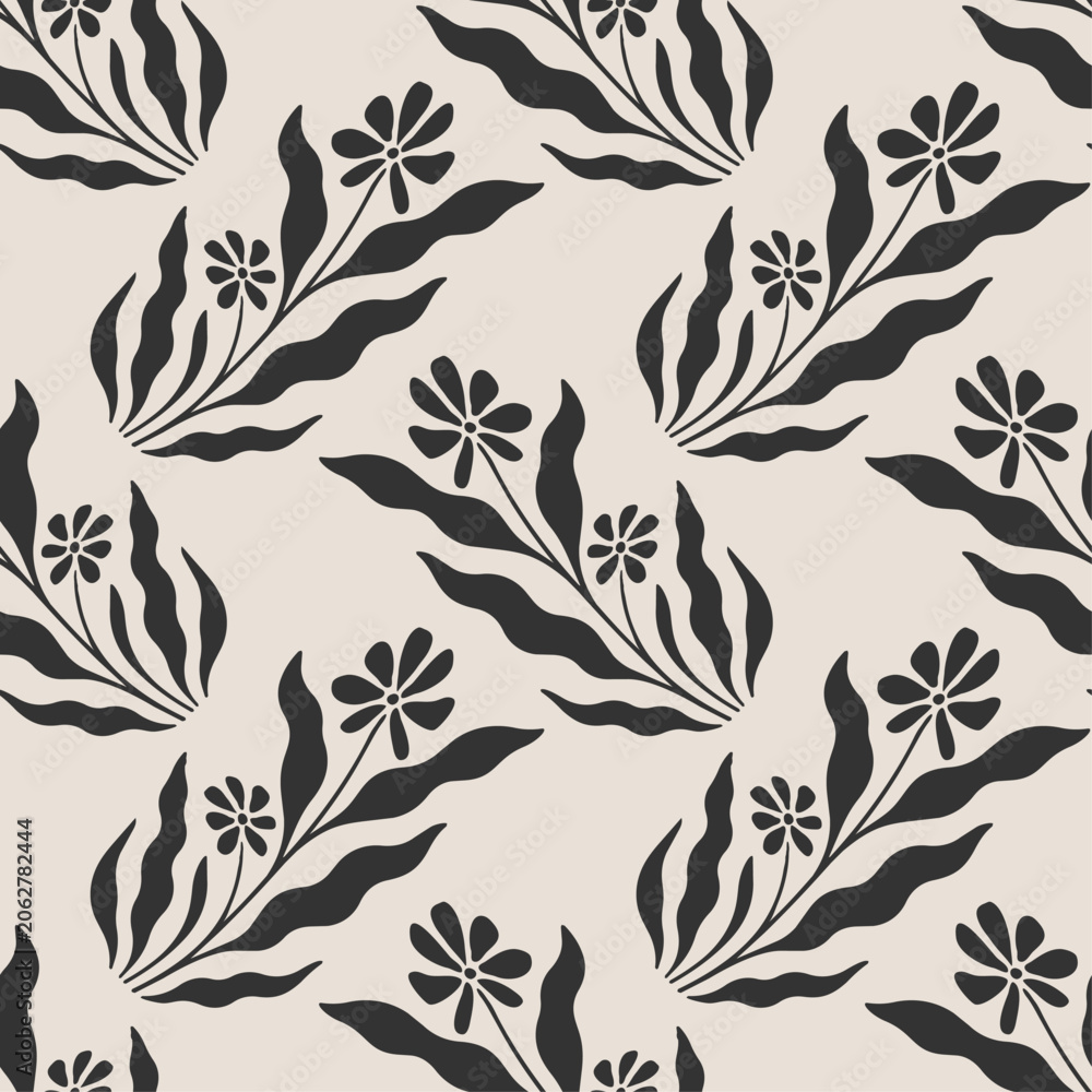 Fototapeta premium Seamless Botanical Pattern Elegant Floral Leaves Design