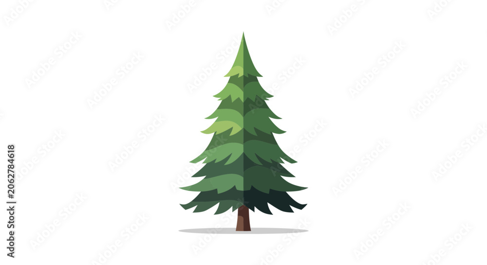 Fototapeta premium Stylized evergreen pine tree for nature design