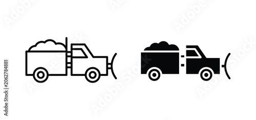 Obraz na płótnie Snowplow vector icon set black filled and outlined style.
