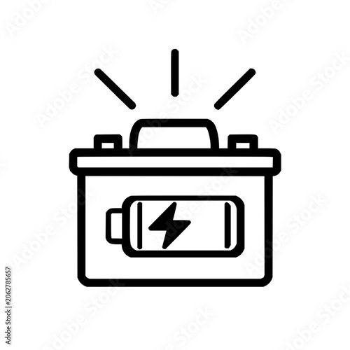 Battery vector icon illustration showing energy level and power source for electric vehicle and car use case