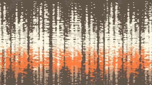 A Striking Abstract Gradient with Vertical Black Drips Over White Space and Bursting Orange Hue