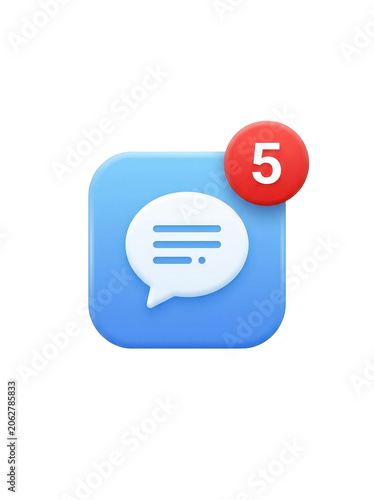 Notification icon with unread message on blue background