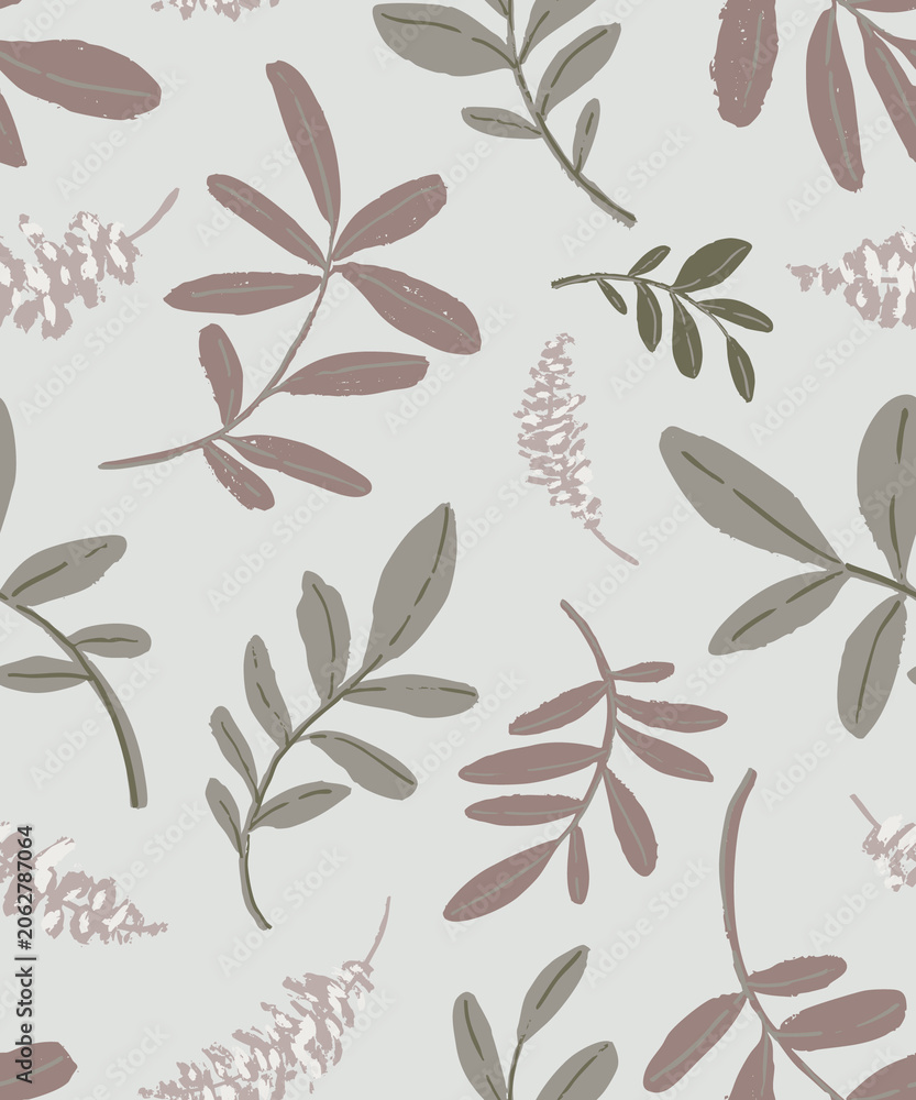 Fototapeta premium Seamless Minimal Botanical Leaf Pattern Collection in Neutral Nature-Inspired Color Palettes