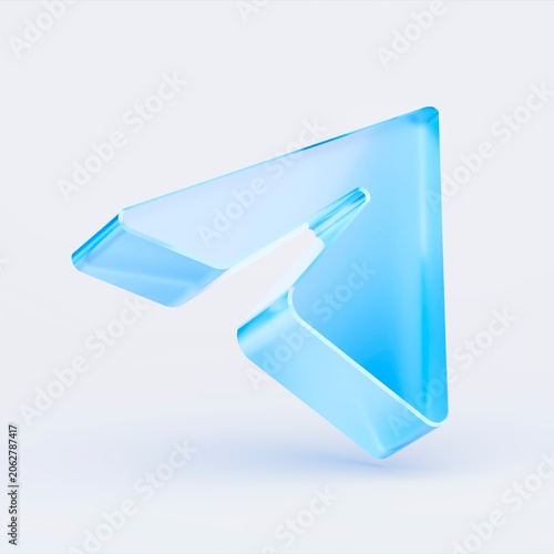 3D paper plane icon isolated on white background, concept of message sending and communication. Transparent Liquid Glass icon. 3D rendering.