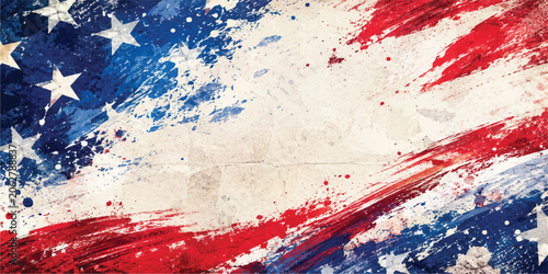 Grunge American Flag Brush Stroke Background