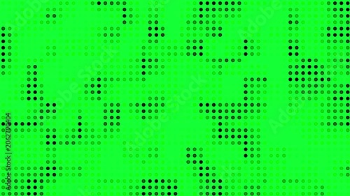 Seamless abstract technology halftone dotted overlay background animation. green screen background