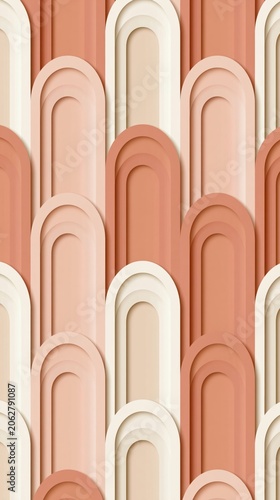 Terracotta and cream geometric arch pattern