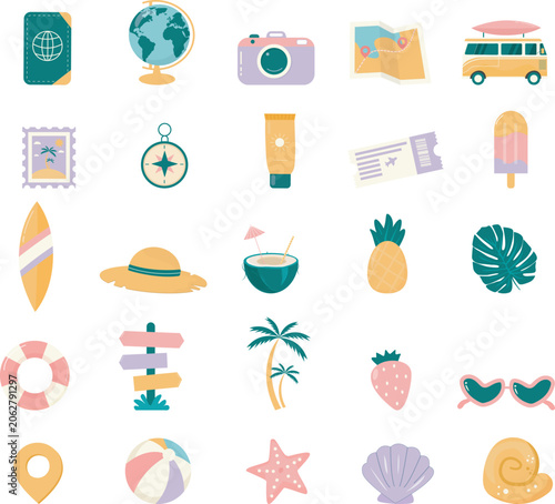 Travel and Vacation Icons Collection Set