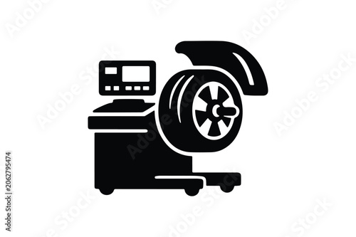 Wheel Balancer Machine Silhouette Vector Icon