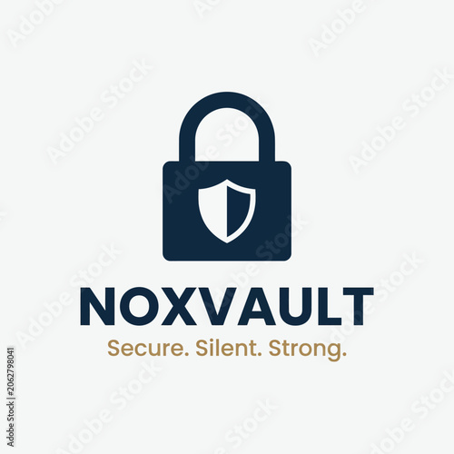 Noxvault logo with padlock and shield symbolizing security and strength.