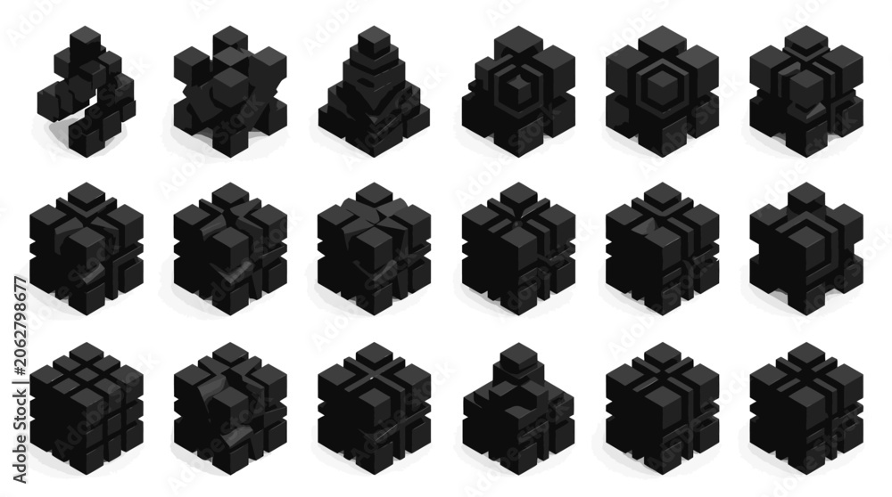 Naklejka premium Black plastic Lego bricks assortment.