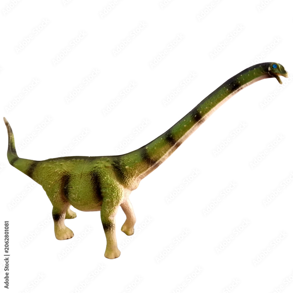 Fototapeta premium Brachiosaurus dinosaur toy figurine isolated on white background.