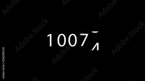 Numbers roll and count down from ten thousand on a black background, forming a dynamic 4K digital display