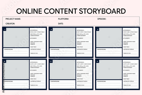 Storyboard template for content online.