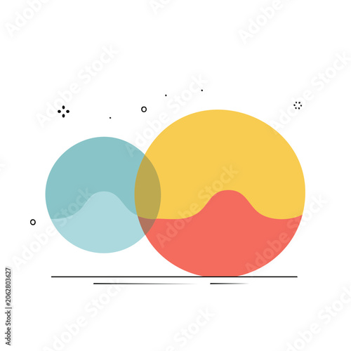 Flat design Venn diagram with three overlapping circles