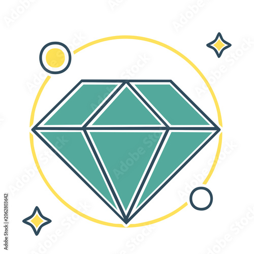 Flat geometric diamond shape vector icon