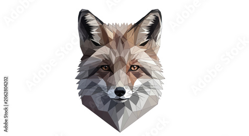 Geometric fox head with low poly triangular pattern