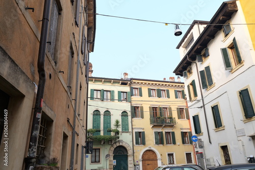 Historic streets and buildings in Veronetta district, Verona, Italy