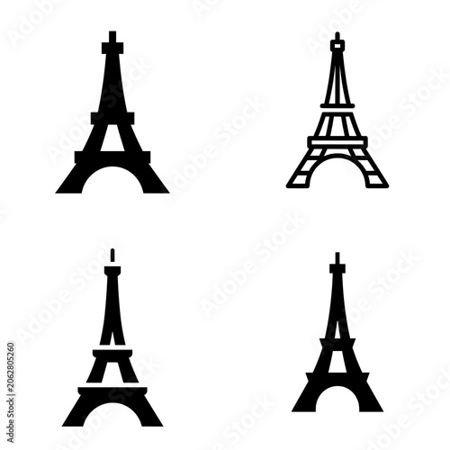 Eiffel Tower icon featuring the iconic Paris landmark with elegant architectural details. Clean vector design ideal for travel, tourism, city branding, heritage, and educational projects.