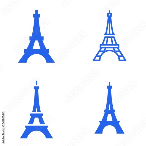 Eiffel Tower icon featuring the iconic Paris landmark with elegant architectural details. Clean vector design ideal for travel, tourism, city branding, heritage, and educational projects.