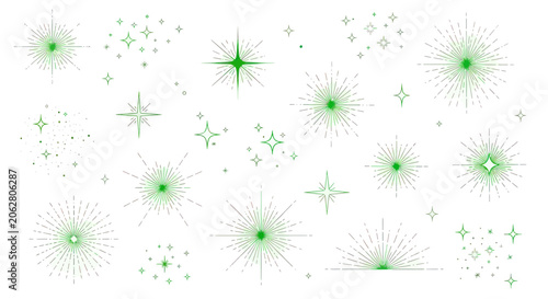 Green celestial stars and sparkle collection