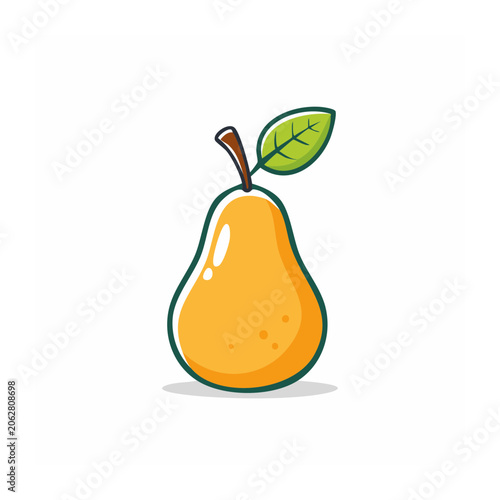 Flat design orange with green leaf isolated