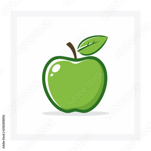 Green apple with leaf isolated on transparent background