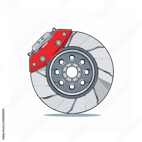 Red car wheel with silver rim and black tire