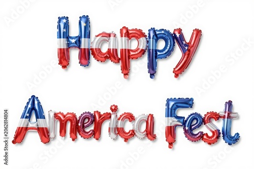 Happy america fest colorful foil balloons text