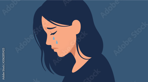 Sad Woman Crying Alone in Sorrow