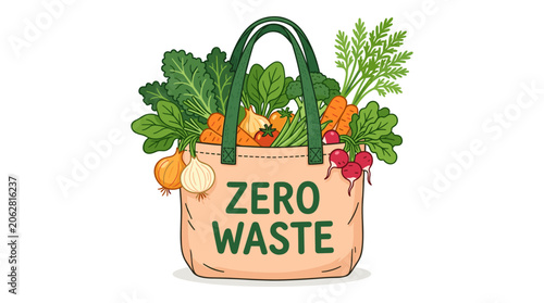 Zero Waste Shopping Bag with Vegetables