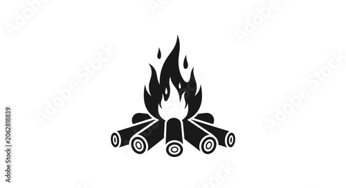 Foto Fire burning on log pile.