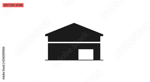 Bilde på lerret Simple black house with gable roof.