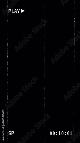 4K VHS Tape Overlay with Scratches Lines and Retro Playback Screen