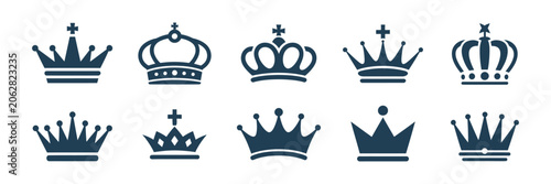 Φωτογραφία Royal king and queen crown collection featuring luxury vector crowns, tiaras, and diadem symbols for monarchy-inspired regal design concepts
