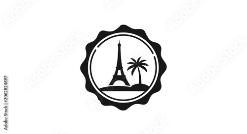 Eiffel Tower and Palm Tree Logo.