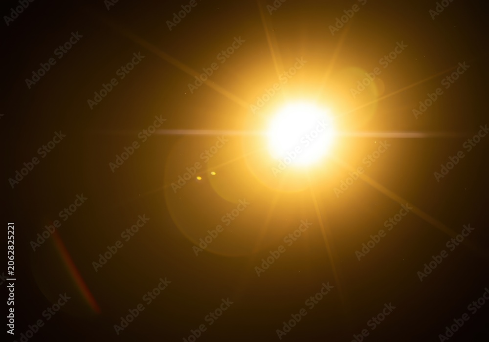 Fototapeta premium Abstract golden light leak overlay creating a soft, warm background effect with glowing optical lens flare texture, subtle, beams, intensity