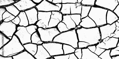 Tableau sur toile black and white with clay or mud surfaces very dry due to prolonged drought, for