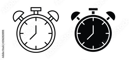 Obraz na plátně Alarm clock icons pack vectors in black flat and strokes
