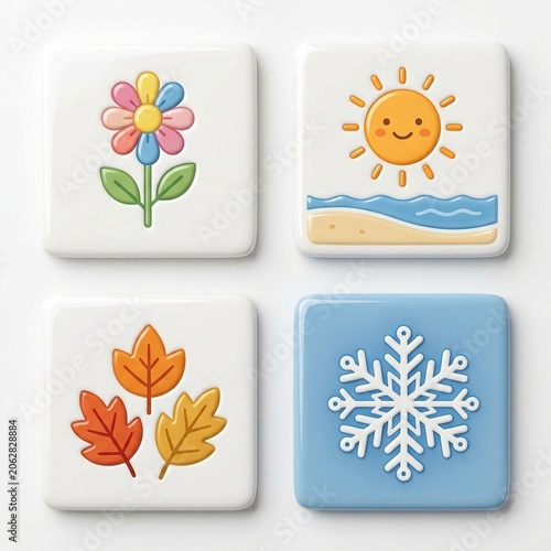 Cute Weather Icons for Kids Clipart Variation D