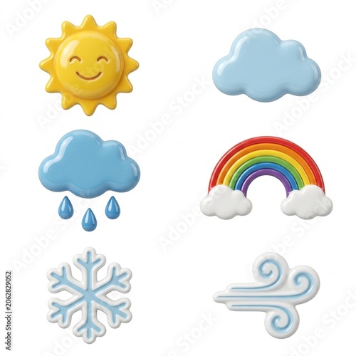 Cute Weather Icons for Kids Clipart Variation H