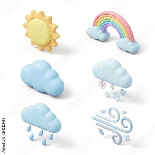 Cute Weather Icons for Kids Clipart Variation J