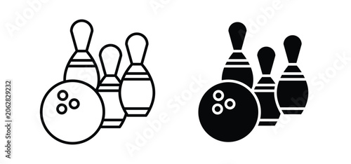 Fotografie Bowling icons pack vectors in black flat and strokes