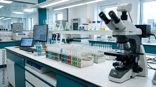 Rows of Test Tubes in Professional Science Laboratory