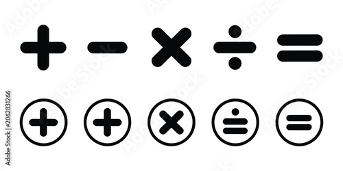 Картината върху платно Mathematical symbol vector collection with basic arithmetic signs including addition, subtraction, multiplication, division, and equality for education design