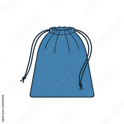 Tableau sur toile A blue drawstring pouch illustration on a white background