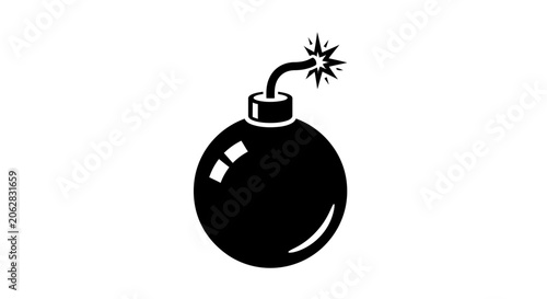 Fotografie Black bomb with lit fuse exploding.