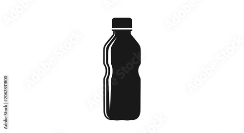 Black plastic water bottle illustration.