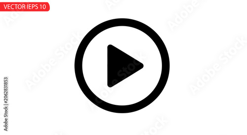 Black play button icon symbol.